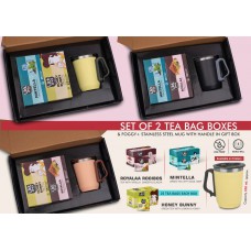 Set Of 2 Tea Bag Boxes With Foggy+ SS Mug With Handle
